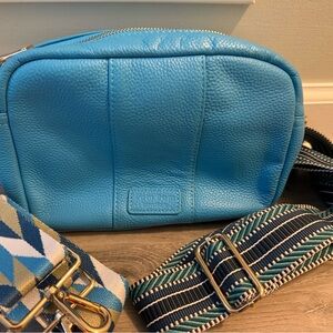 Pom Pom London Vibrant Blue Crossbody Bag with two Adjustable Straps